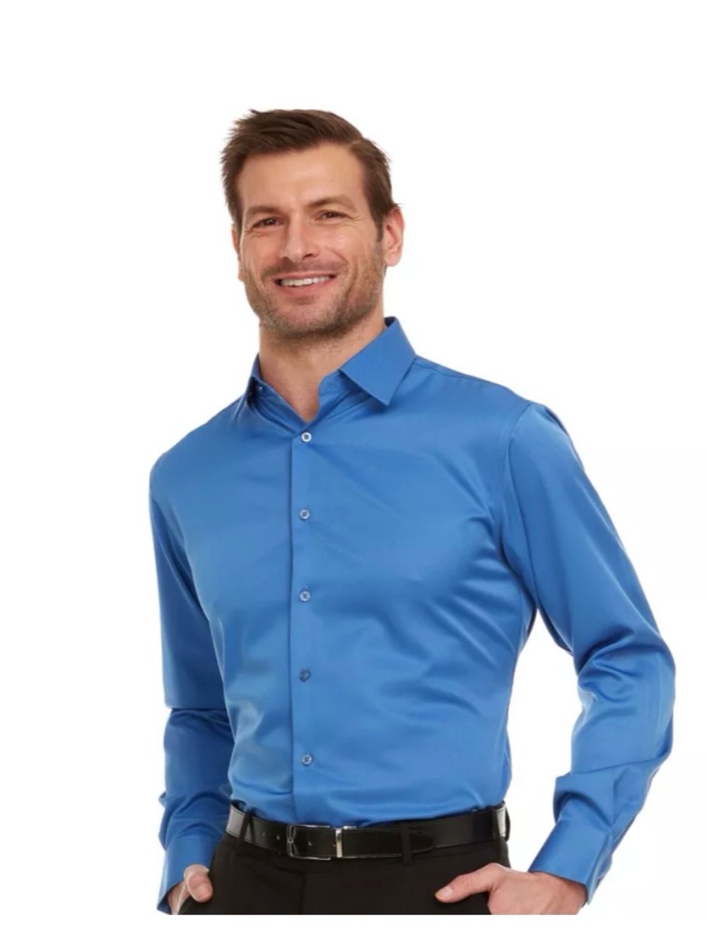 Geoffrey Beene Teal Long-Sleeve Dress Shirt